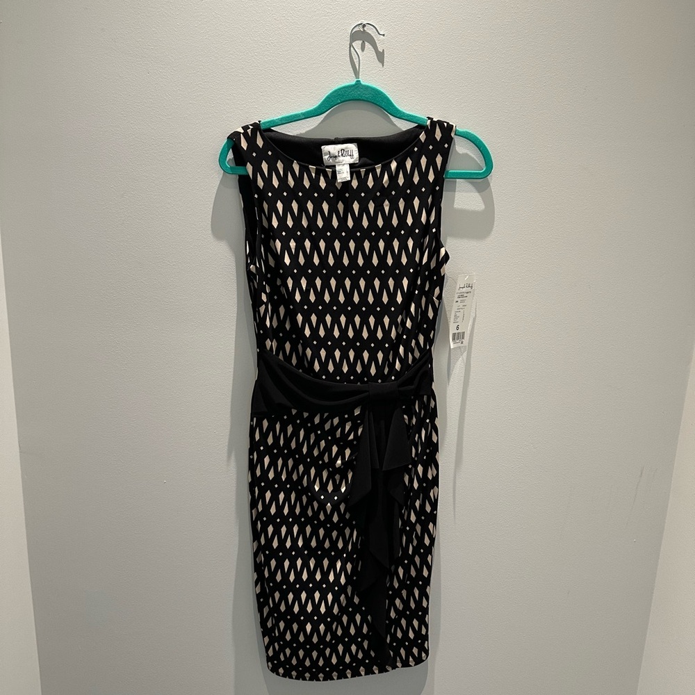 NWT Joseph Ribkoff , 6, black and tan dress, stretch lined